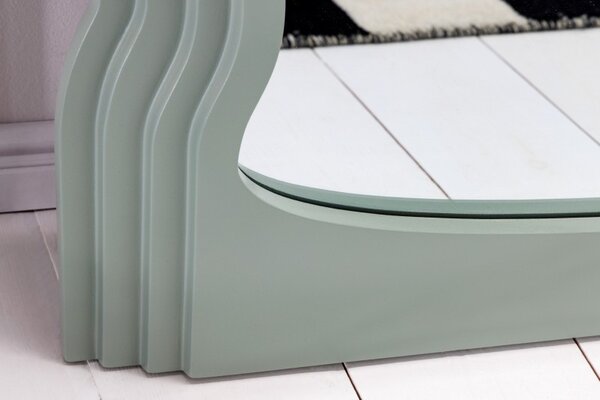 Estila Art deco moderné vysoké zrkadlo Swan s vlnitým rámom v pastelovej zelenej farbe 160cm