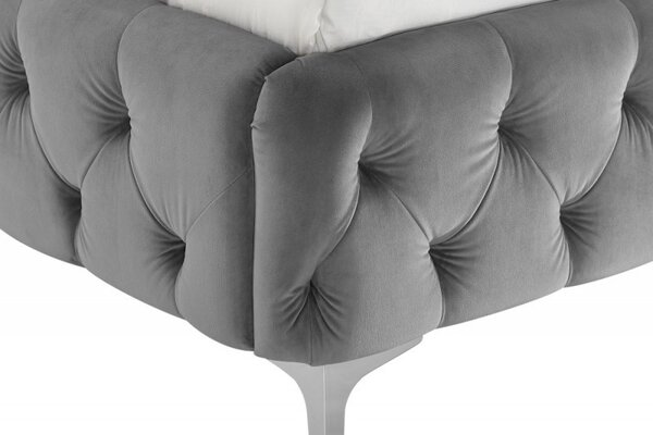 Estila Chesterfield čalúnená manželská posteľ Modern Barock so sivým zamatovým poťahom 160x200