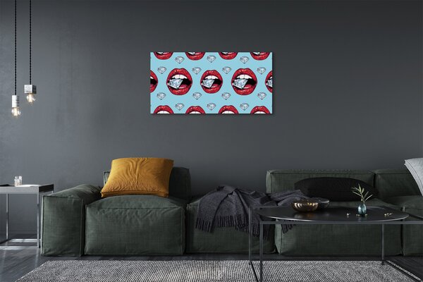 Obraz canvas ústa diamanty 100x50 cm