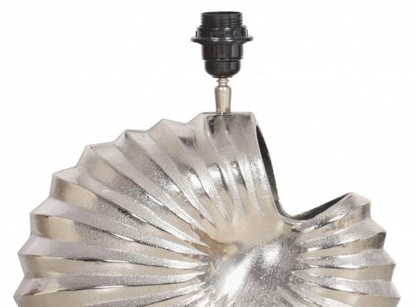 Estila Art deco dizajnová stolná lampa Alexa so striebornou podstavou a okrúhlym čiernym tienidlom 63cm
