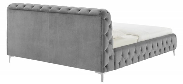Estila Chesterfield čalúnená manželská posteľ Modern Barock so sivým zamatovým poťahom 160x200