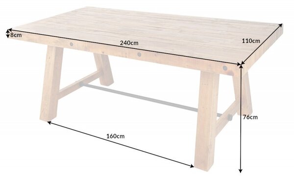 Estila Masívny jedálenský stôl Roseville prírodnej hnedej farby 240cm