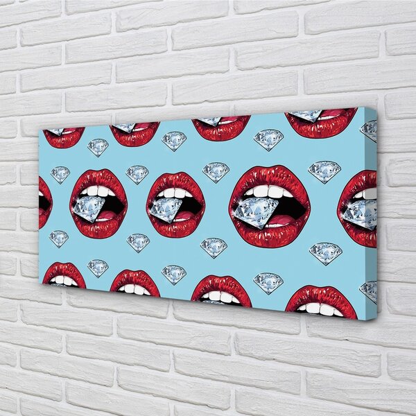 Obraz canvas ústa diamanty 100x50 cm
