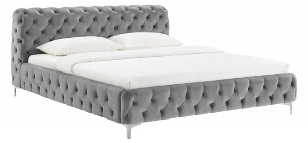 Estila Chesterfield čalúnená manželská posteľ Modern Barock so sivým zamatovým poťahom 160x200