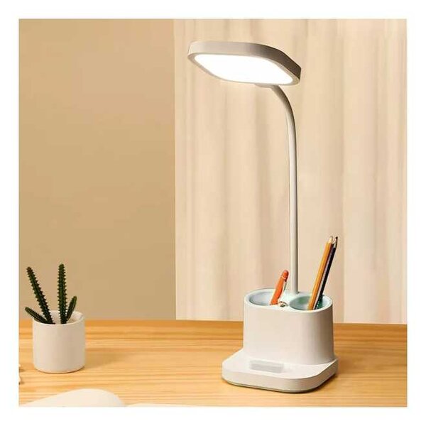 Stolná lampa Platinet 5 W, batéria + kalíšok + USB, biela