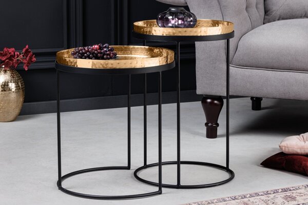 Estila Art-deco set okrúhlych príručných stolíkov Elements zlatá 53cm
