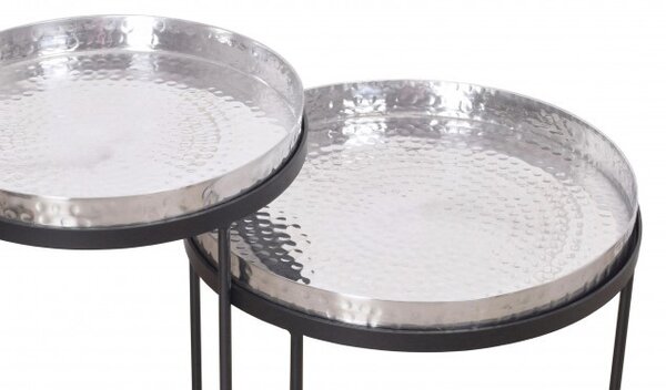 Estila Art-deco set okrúhlych príručných stolíkov Elements strieborná 53cm