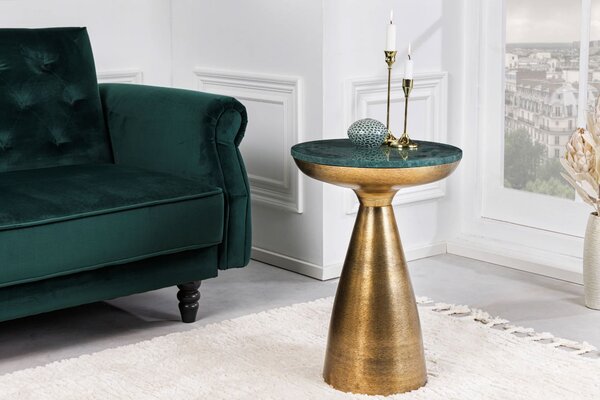 Estila Art-deco príručný stolík Elements okrúhly staro-zlatý 57cm