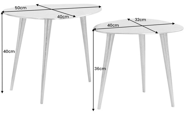 Estila Dizajnový set strieborných konferenčných stolíkov Elements 50cm