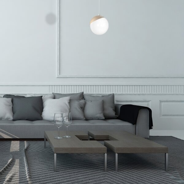 Luster na lanku SFERA WOOD 1xE14/40W/230V biela