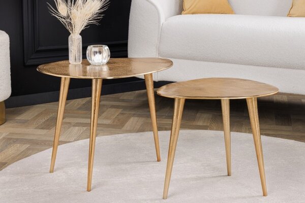 Estila Art deco set oválnych konferenčných stolíkov Elements zlatá 50cm
