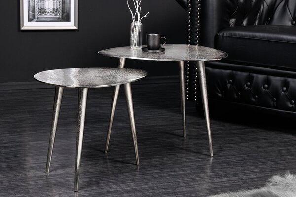 Estila Dizajnový set strieborných konferenčných stolíkov Elements 50cm