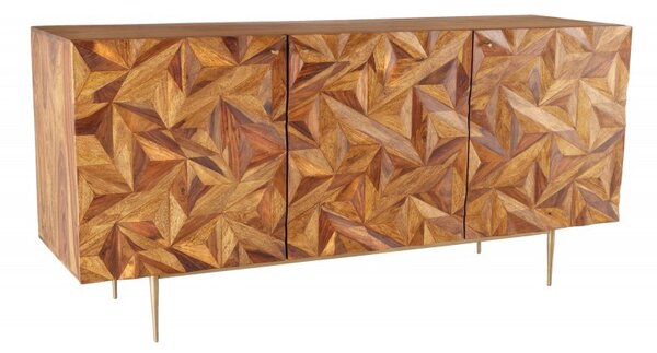 Estila Masívny art deco príborník Sovoy z palisandrového dreva prírodnej hnedej farby so zlatými nožičkami 145cm