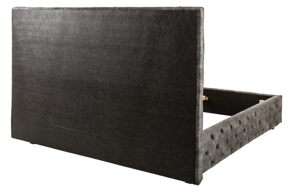 Estila Luxusná čalúnená posteľ Kreon s Chesterfield prešívaním sivá