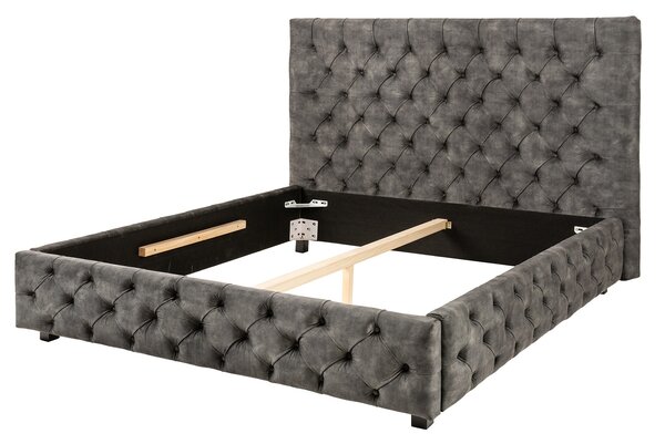 Estila Luxusná čalúnená posteľ Kreon s Chesterfield prešívaním sivá