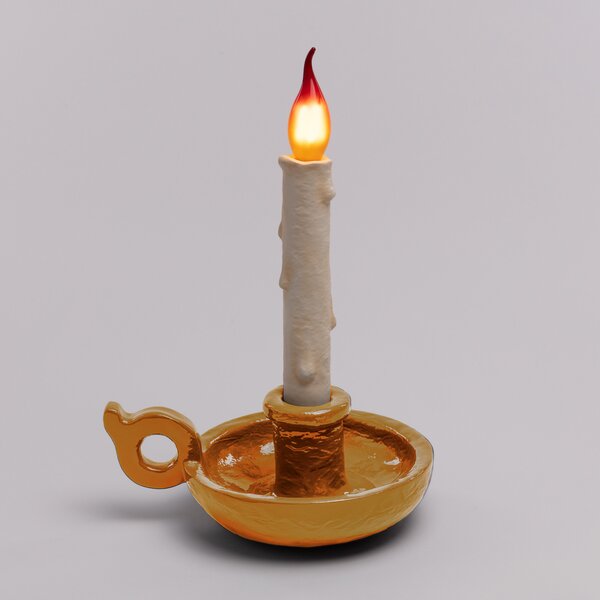 Stolové Lampa SELETTI, Grimm Bugia, stmievateľné, Zlatá / Mosadz, Obývacia izba, Plast, Dizajnový
