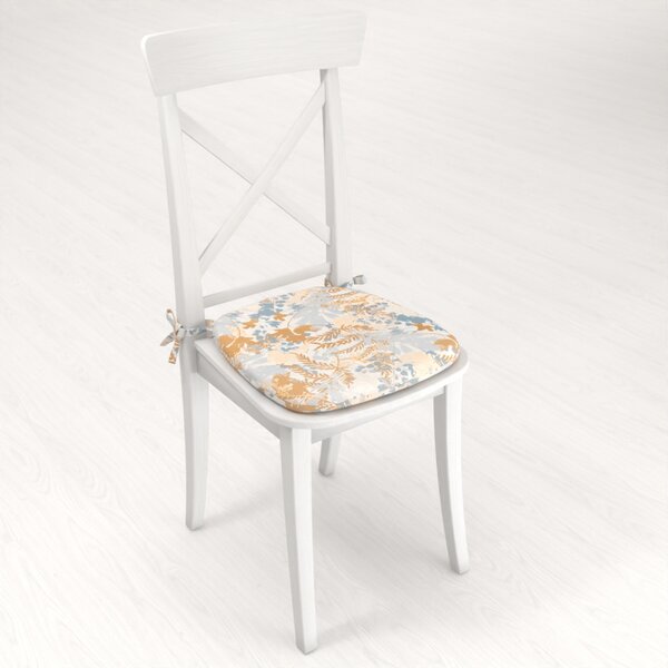 Biante Zamatový oblý podsedák Tamara TMR-043 Hnedo-modré designové rastliny - 39x37x3 cm
