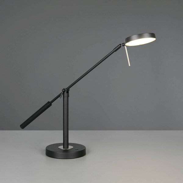 Trio Lighting Stolová LED lampa Monza, čierna matná, výška 52 cm, kov, Čierna, Pracovňa / Kancelária, kov, Moderný, Stolová lampa