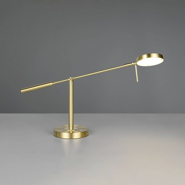 Stolová LED lampa Monza, mosadzová farba, výška 52 cm, kov, Mosadz / zlato, Pracovňa / Kancelária, kov, Moderný, Stolová lampa