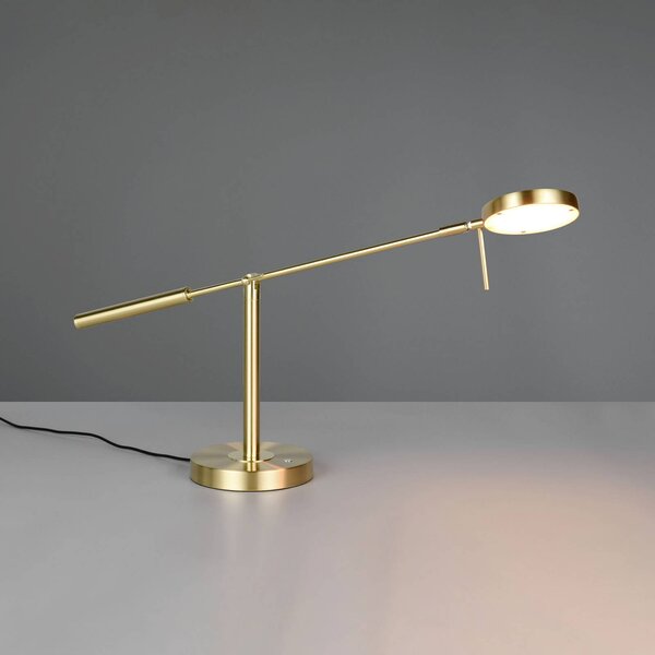 Stolová LED lampa Monza, mosadzová farba, výška 52 cm, kov, Mosadz / zlato, Pracovňa / Kancelária, kov, Moderný, Stolová lampa
