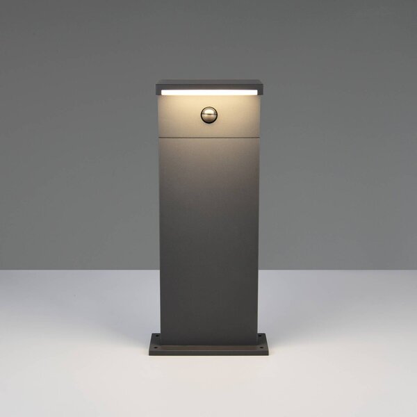 Trio Lighting LED lampa s päticou Ravi, antracitová, výška 50 cm, senzor, IP54, Čierna, Hliník, Moderný, Vonkajčie stĺpové osvetlenie