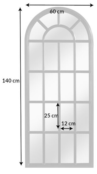 Estila Oblúkové vintage zrkadlo Castillo 140 cm čierne