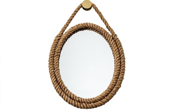 Estila Koloniálne závesné zrkadlo Marinero s rámom z povrazu okrúhle 62 cm