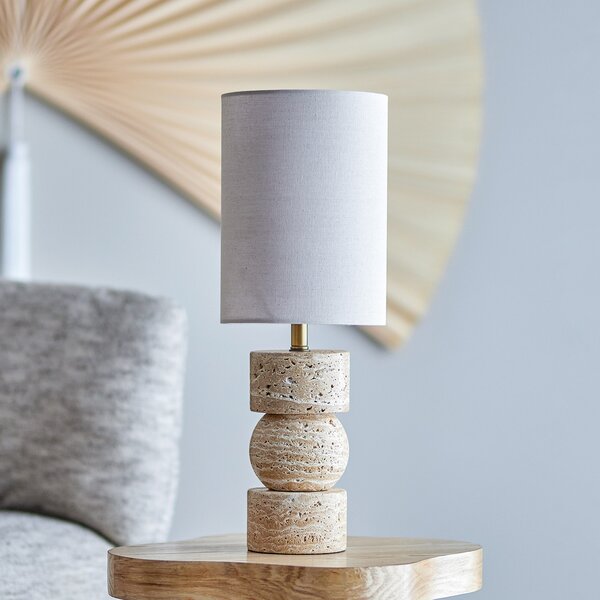 Stolové Lampa Bloomingville, Marci, Béžová, Obývacia izba, Kameň, Rustikálny