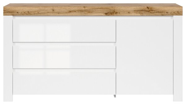 KOMODA, biela, dub wotan, 156/83,5/42 cm Carryhome - Komody