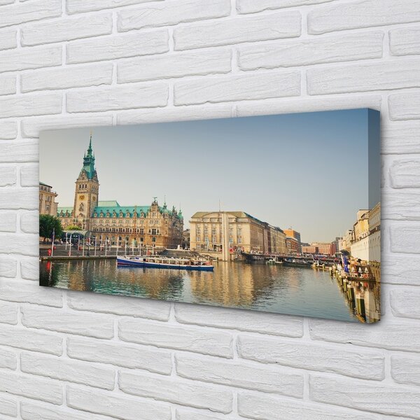 Obraz na plátne Nemecko Hamburg River katedrála 100x50 cm