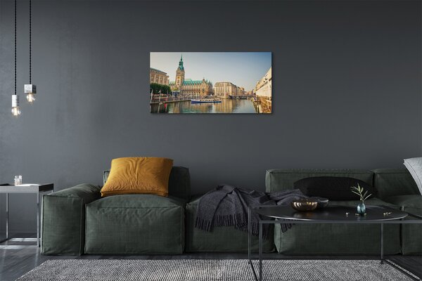 Obraz na plátne Nemecko Hamburg River katedrála 100x50 cm