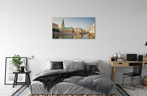 Obraz na plátne Nemecko Hamburg River katedrála 100x50 cm