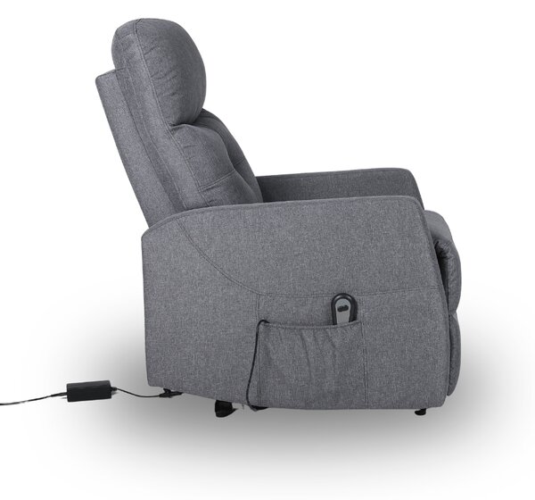 TV kreslo MODO PLUS s elektrickým polohovaním — látka, sivá, nosnosť 130 kg