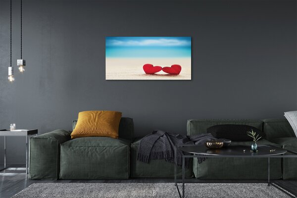 Obraz canvas Srdce červené piesočné more 100x50 cm