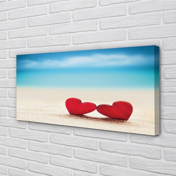 Obraz canvas Srdce červené piesočné more 100x50 cm