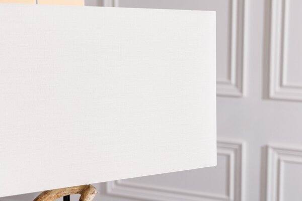 Estila Stolná lampa Rilyn vo vidieckom štýle s dekoračným detailom z teakového dreva a béžovým tienidlom 57 cm