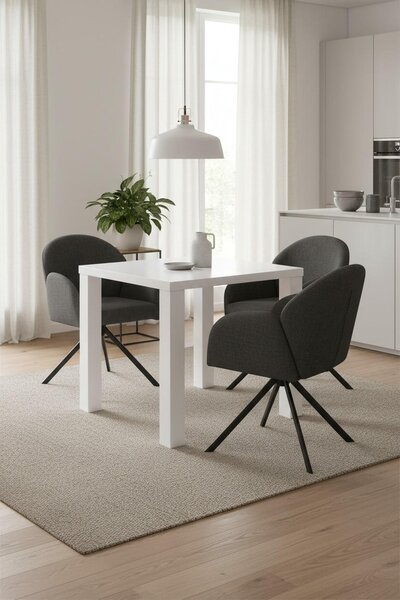 JEDÁLENSKÝ STÔL, biela s vysokým leskom, 80/80/75 cm P & B - Stoly, Online Only