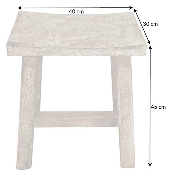 Estila Vidiecky masívny taburet Roseville zo svetlého mangového dreva so zaoblenou vrchnou doskou 45 cm