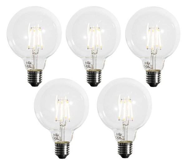 Sada 5 stmievateľných LED žiaroviek E27 G95 5W 450 lm 3000K