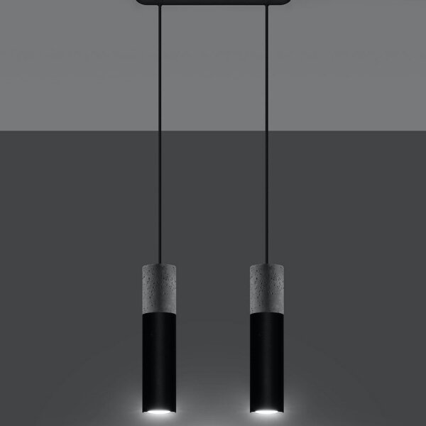 Sollux SL.0651 - Luster na lanku BORGIO 2xGU10/40W/230V betón/kov čierna