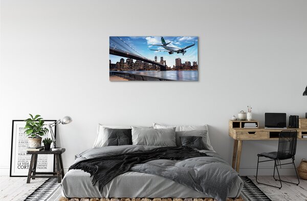 Obraz canvas Lietadiel mraky město 100x50 cm