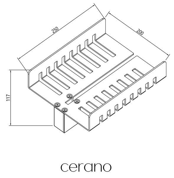 CERANO - Walk-in polička s drážkami na sklo sprchového kúta - 6-10 mm - čierna matná - 25x11,7 cm