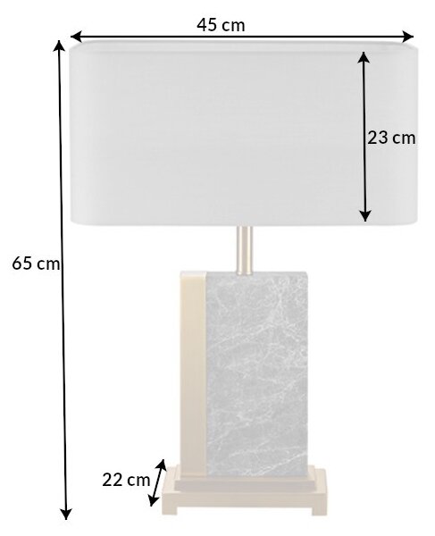 Estila Stolová lampa Miracul v glamour štýle s podstavou z mramoru sivej farby a kovu v zlatej farbe 65 cm