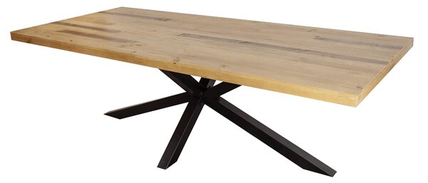 Estila Industriálny jedálenský stôl Comedor z masívneho dreva v hnedej farbe s čiernymi kovovými obdĺžnikovými nožičkami 200 cm