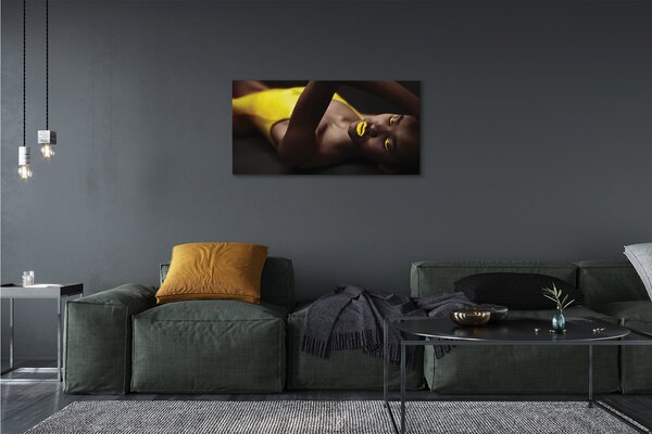 Obraz canvas Žena žltá ústa 100x50 cm