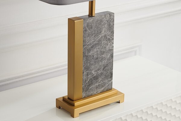 Estila Stolová lampa Miracul v glamour štýle s podstavou z mramoru sivej farby a kovu v zlatej farbe 65 cm