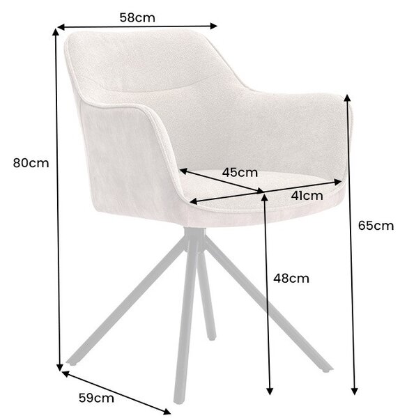 Estila Moderná dizajnová otočné kreslo Kristal Graphite s tmavým sivým čalúnením a kovovými nožičkami 80 cm