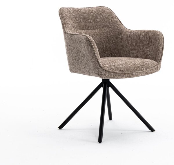 Estila Moderne otočné kreslo Kristal Sand II s champagne béžovou poťahovou latkou a čiernymi kovovými nožičkami 80cm