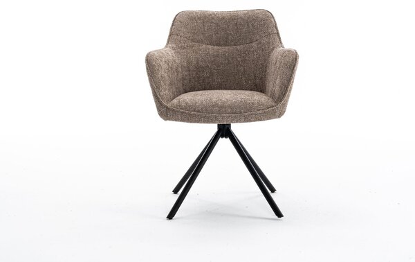 Estila Moderne otočné kreslo Kristal Sand II s champagne béžovou poťahovou latkou a čiernymi kovovými nožičkami 80cm
