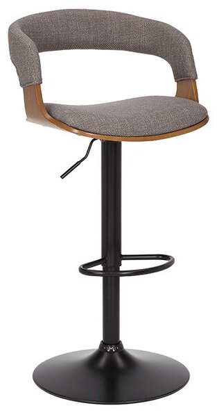 Estila Dizajnová retro otočná barová stolička Norwich so sivým čalúnením a detailom z jaseňového dreva 50 cm